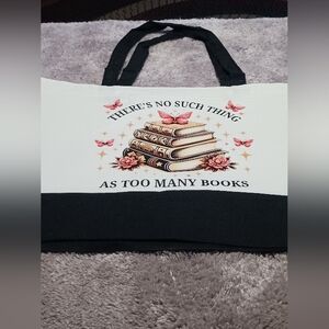 Black and White Tote Bag with Book Design